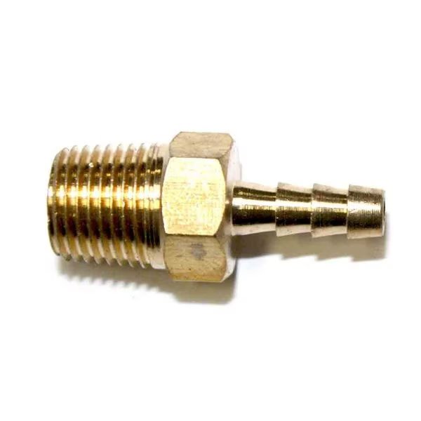 Brass Hose Barb Fitting, Connector, 1/8 Inch Barb X 1/8 Inch NPT Male End, PK 50, Interstate Pneumatics, Mfr#: FM22-50K